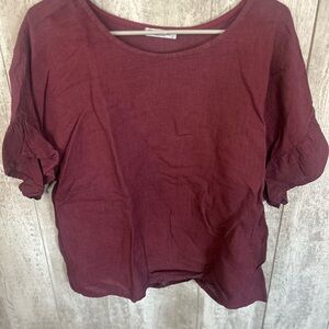 Classic linen Burgundy Women's Top.